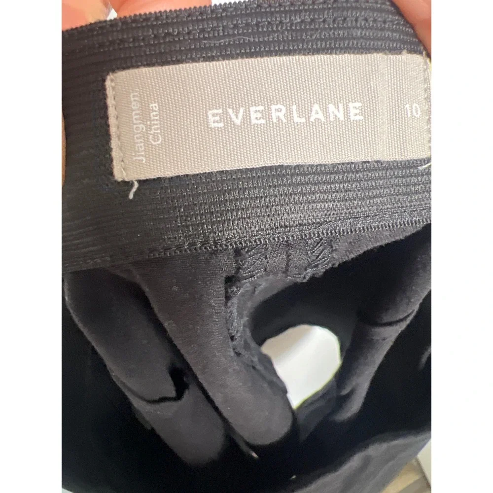 Everlane Womens Black Cotton Stretch Mini‎ Skirt Side Zip Back Vent 10 Office